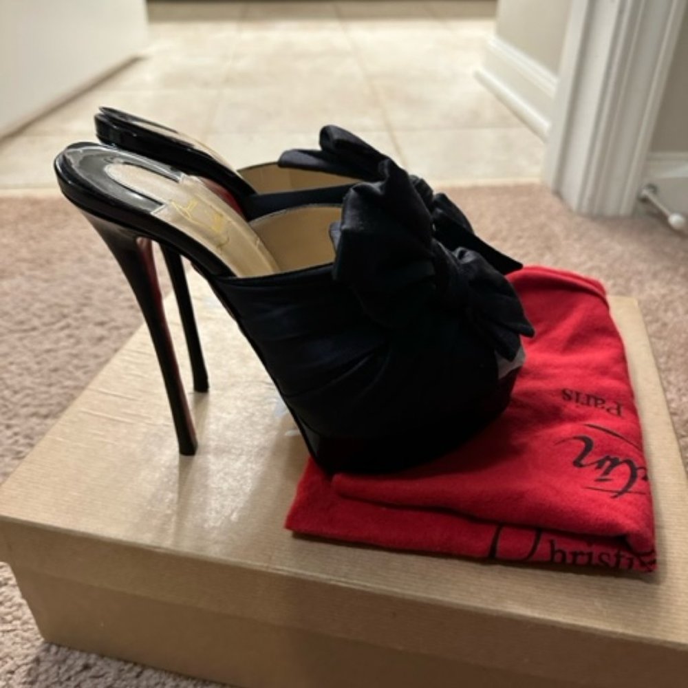 Black Christian Louboutin Moniquissima Slide Sandal (New, never worn) runs small